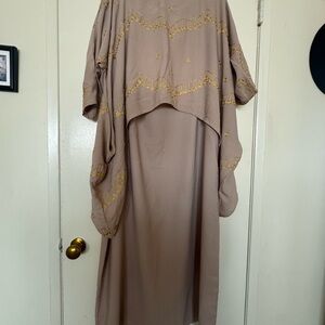Beige Kaftan with Gold Embroidery